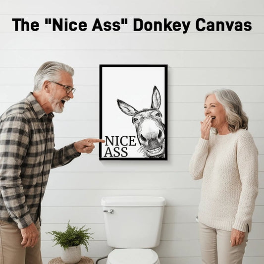 🤣The "Nice Ass" Cheeky Donkey Bathroom Canvas Art Hidden Humour for Pure Joy